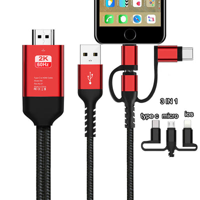 Adaptador Inalámbrico HDMI 3 en 1 para Espejo de Pantalla 4K