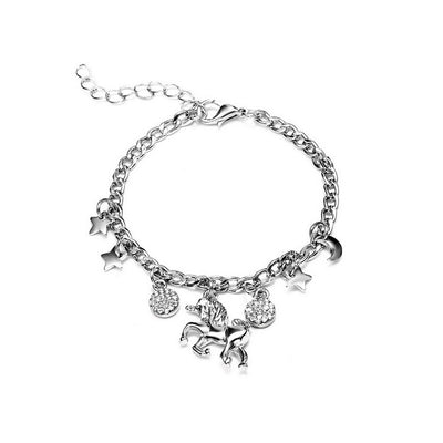 Pulsera de Charms Unicornio Plata y Oro con Luna y Estrellas - Regalo Anime para Niñas y Mujeres - Image 9