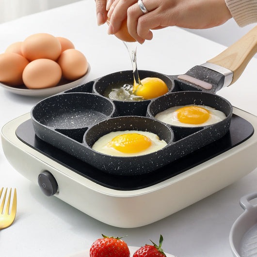 Sartén Antiadherente para Huevos Fritos con 4 Cavidades y Fondo Plano