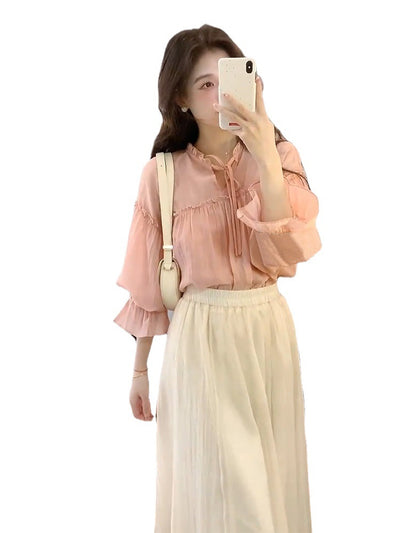 Traje Elegante Antiedad Socialite Kafuu - Falda y Blusa - Image 5