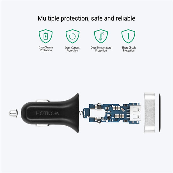 Cargador USB Inteligente para Auto con Pantalla LED