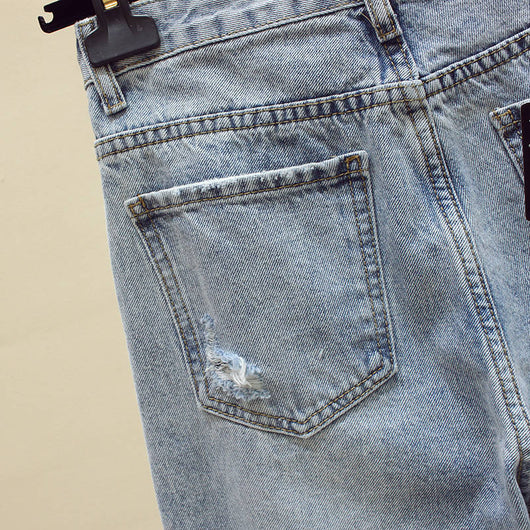 Pantalones Vaqueros Rotos Cintura Alta Suelta para Mujer - Image 17