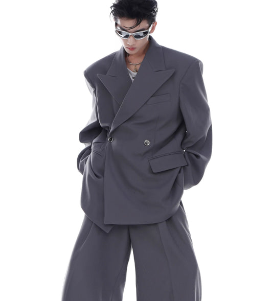 Blazer Twill Acolchado Hombros Caídos Corte Suelto Elegante - Image 12