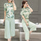 Conjunto de Verano Coreano: Blusa de Gasa Manga Corta y Pantalón Ancho