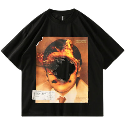 Camiseta Suelta Estilo Boyfriend Unisex con Estampado de Personajes Urbanos