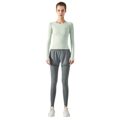 Leggins de Cintura Alta con Efecto Dos Piezas y Malla Antiexposición - Image 7