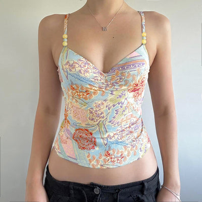 Blusa Retro Francesa con Cuentas y Contraste de Colores - Image 2