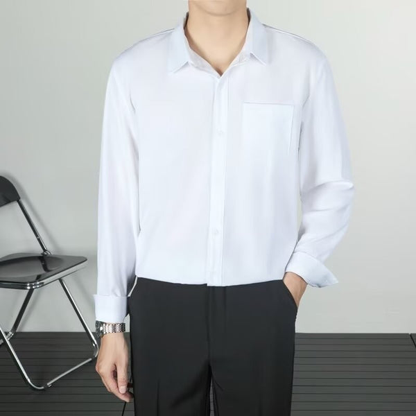 Camisa Suelta de Lino Coreana con Drapeado Elegante