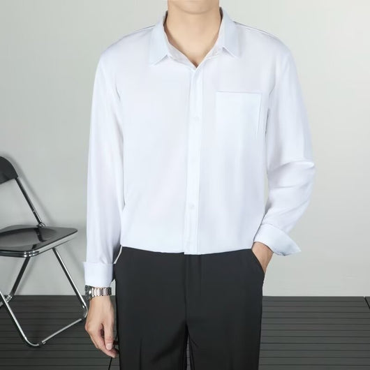 Camisa Suelta de Lino Coreana con Drapeado Elegante