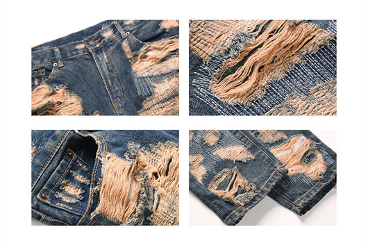 Jeans Rectos Vintage Desgastados con Roturas Personalizables para Hombre - Image 12