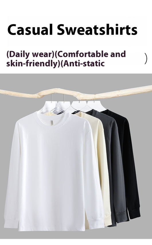 Camiseta Básica de Algodón con Cuello Redondo y Manga Larga para Hombre - Image 18