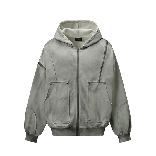 Chamarra Hoodie Retro Vintage Efecto Desgastado