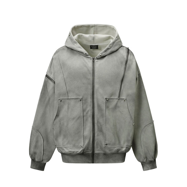 Chamarra Hoodie Retro Vintage Efecto Desgastado