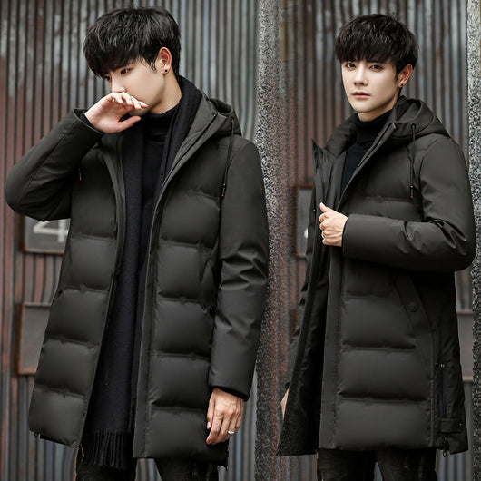 Abrigo Largo de Plumón de Pato Blanco con Capucha para Hombre - Invierno Coreano - Image 3