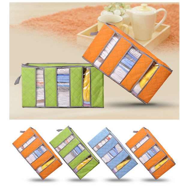Caja de Almacenamiento Organizadora de Ropa Carbón de Bambú 65L