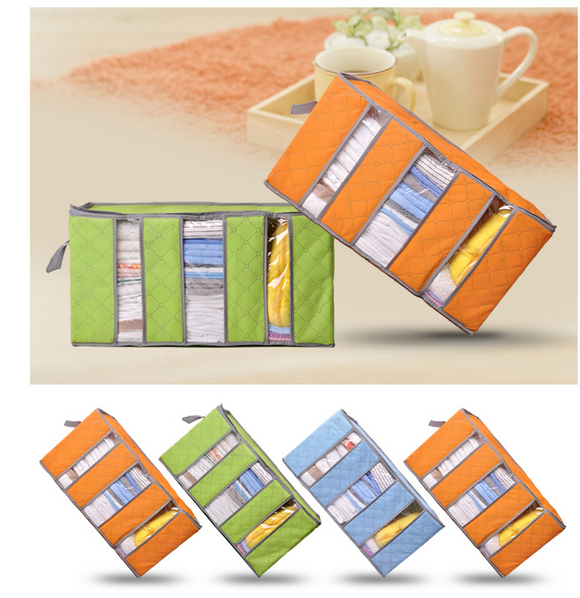 Caja de Almacenamiento Organizadora de Ropa Carbón de Bambú 65L