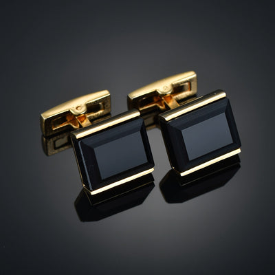 Gemelos de Camisa Francés Cuadriculado con Cristales de Diamante para Hombre - Image 10