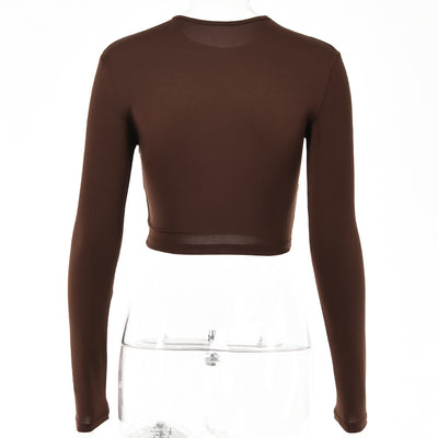 Blusa Ajustada de Cuello Redondo y Manga Larga - Image 7