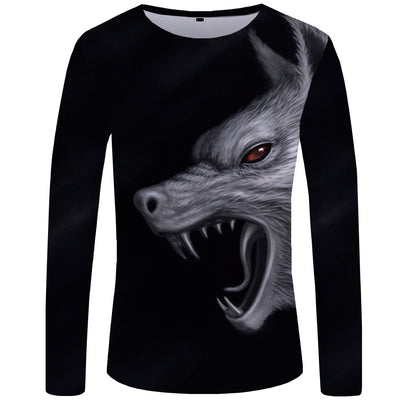 Camiseta Manga Larga Serie Lobo Impresión 3D para Hombre - Image 6