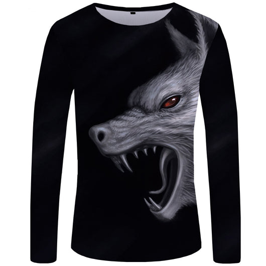 Camiseta Manga Larga Serie Lobo Impresión 3D para Hombre - Image 6