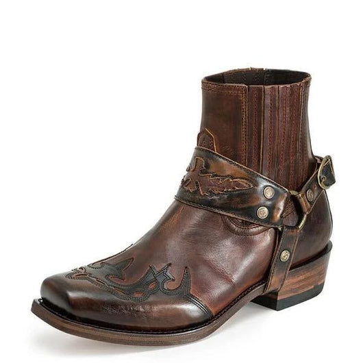 Botas de Equitación para Hombre con Tacón Bajo y Punta Afilada en Encaje Quemado - Image 4
