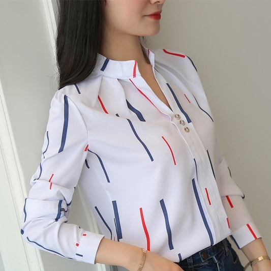 Camisa de Rayas Salvaje Temperamento de Manga Larga