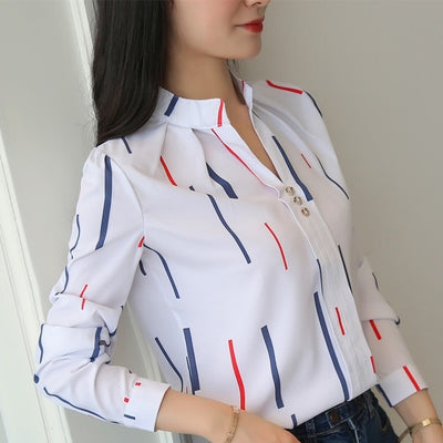 Camisa de Rayas Salvaje Temperamento de Manga Larga