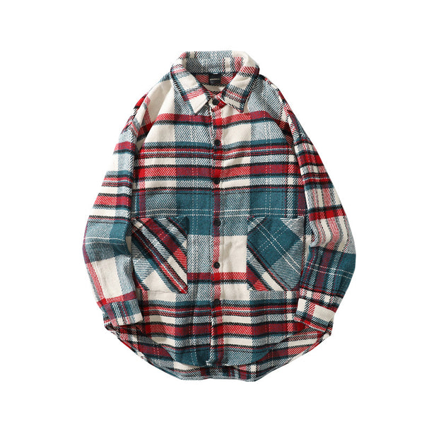 Camisa Étnica de Lana para Hombre con Mangas Largas Gruesas