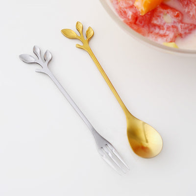 Set Elegante de Tenedores y Cucharas - Diseño de Hoja Nórdica - Image 6