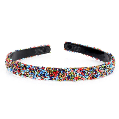 Diadema Semicircular Retro con Diamantes de Colores