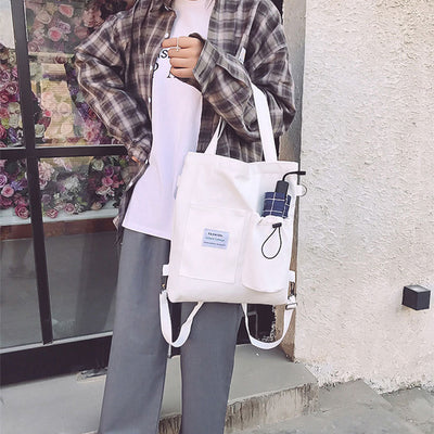 Mochila Estilo Harajuku con Bolsillos - Bolsa de Lona para Estudiantes y Mujeres - Image 5