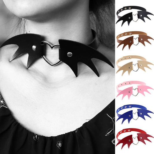 Collar Gótico Punk de Cuero PU - Estilo Devil Clavícula