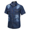 Camisa Denim Casual de Manga Corta para Hombre Talla Grande