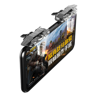 Gold and transparent mobile gaming triggers with wing-like designs for enhanced smartphone gameplay. - Image 6