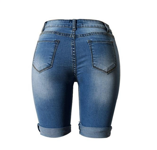 Pantalones Slim Talle Alto con Roturas - Moda Urbana Stretch Talla Grande - Image 5