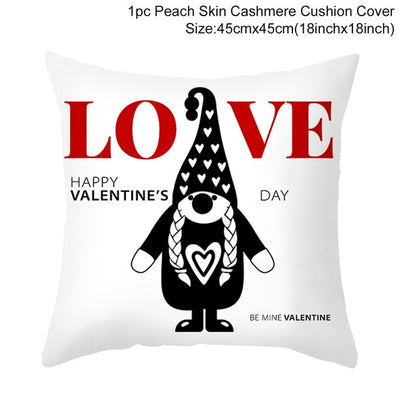 Funda de Almohada Día de San Valentín Letras Cartoon Roja - Tela Melocotón - Image 40