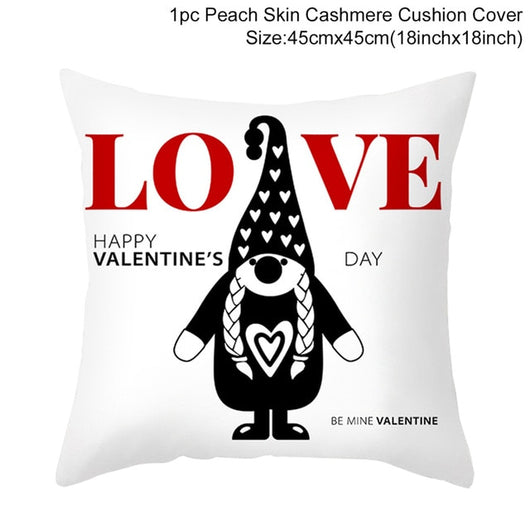 Funda de Almohada Día de San Valentín Letras Cartoon Roja - Tela Melocotón - Image 40