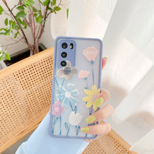 Funda para teléfono con flores en relieve
