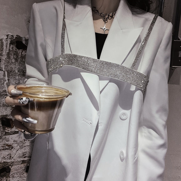 Blazer Doble Botonadura Blanco para Mujer - Traje Ejecutivo