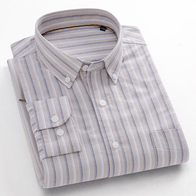 Camisa Oxford de Algodón a Rayas Antirruga para Hombre - Image 14