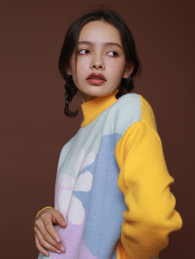 Suéter Holgado de Invierno para Niñas con Estampado Floral Suave - Image 4