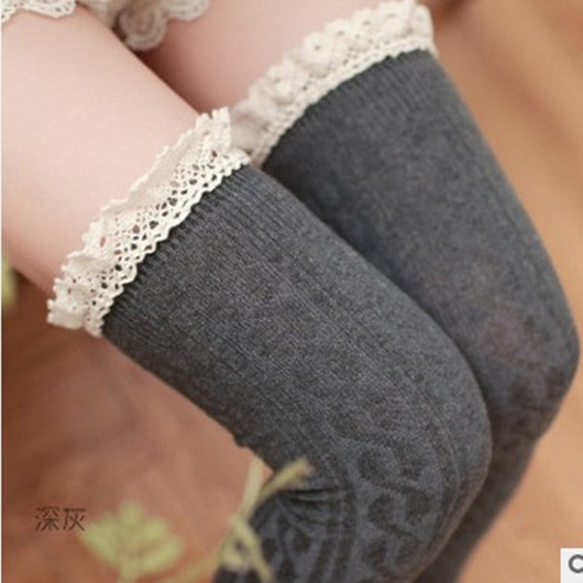 Calcetines hasta la rodilla con encaje, medias altas estilo preppy - Image 7
