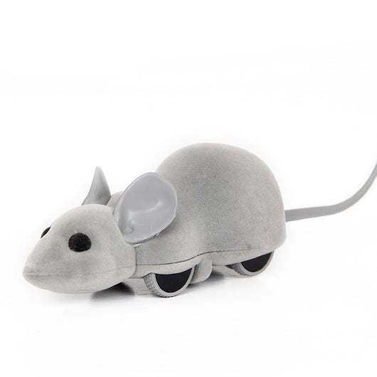 Black remote control mouse toy with a flocking texture and a black remote control on a white background. - Image 6