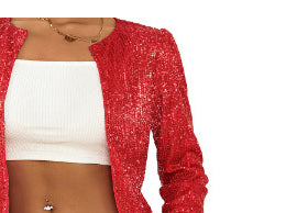 Chaqueta Cropped con Lentejuelas y Bloques de Color - Image 12