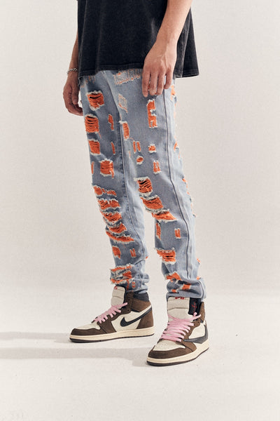 Jeans Destruidos Estilo Mendigo en Azul - Image 6