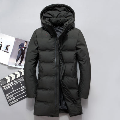 Abrigo Largo de Plumón de Pato Blanco con Capucha para Hombre - Invierno Coreano - Image 14