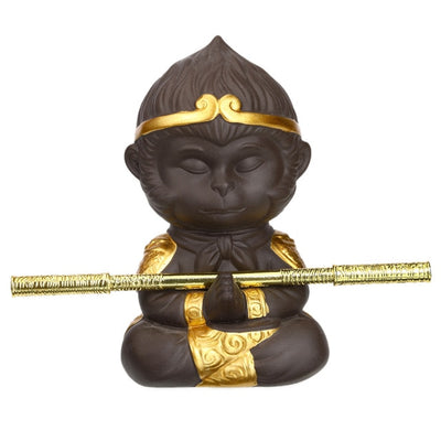 Juego de Té Kung Fu en Arcilla Púrpura con Estatua del Rey Mono - Decoración para Bandeja de Té - Image 10