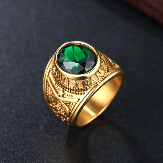 Anillo Militar de Acero Titanio con Gema Punk Personalizado para Hombre - Image 17