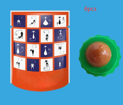 Two pet cat energy ball lick toys with catnip, one with a green base and orange pouch, the other with a blue base and black pouch. - Image 21