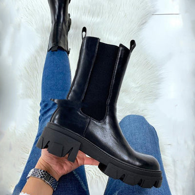 Botas Plataforma Mujer con Tacón Plano - Diseño Trendy y Cómodo - Image 7